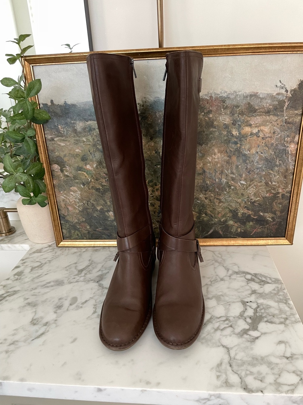 UGG Bandara Knee High Riding Boots Size 10 Brown Leather Athletic Calf - Picture 6 of 9